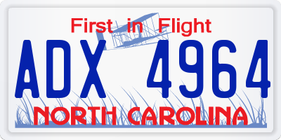 NC license plate ADX4964