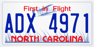NC license plate ADX4971