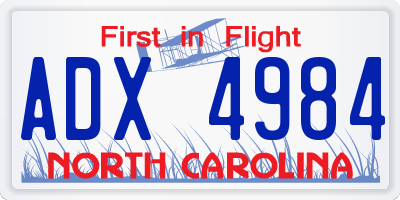 NC license plate ADX4984