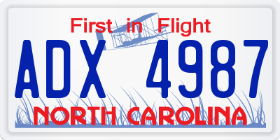 NC license plate ADX4987