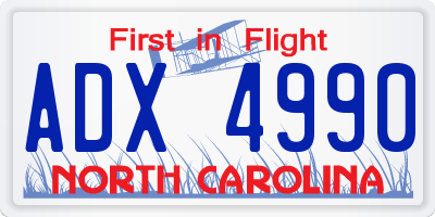 NC license plate ADX4990