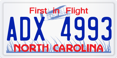 NC license plate ADX4993