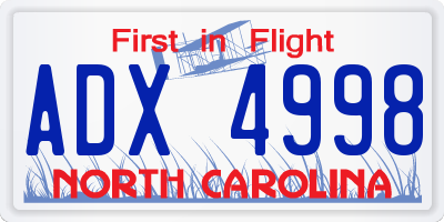 NC license plate ADX4998