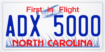 NC license plate ADX5000