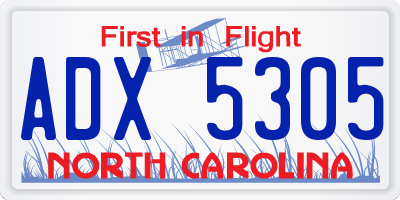 NC license plate ADX5305