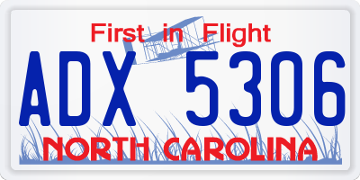 NC license plate ADX5306