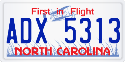 NC license plate ADX5313