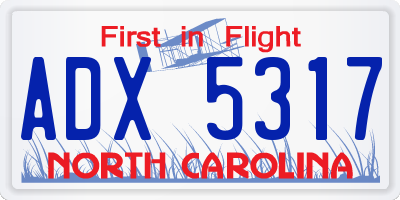 NC license plate ADX5317