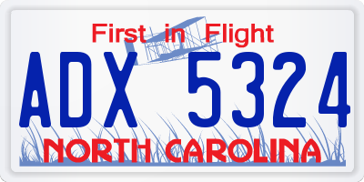 NC license plate ADX5324