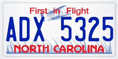 NC license plate ADX5325