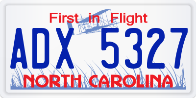 NC license plate ADX5327