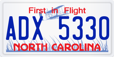 NC license plate ADX5330