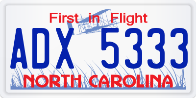 NC license plate ADX5333