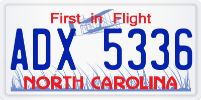 NC license plate ADX5336