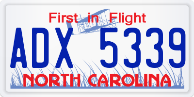 NC license plate ADX5339