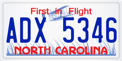 NC license plate ADX5346