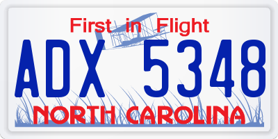 NC license plate ADX5348