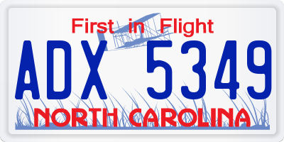 NC license plate ADX5349