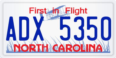 NC license plate ADX5350
