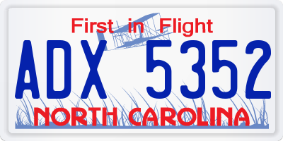 NC license plate ADX5352