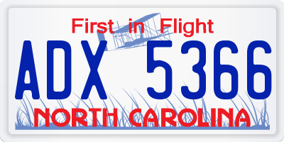 NC license plate ADX5366