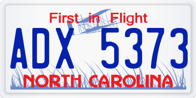 NC license plate ADX5373