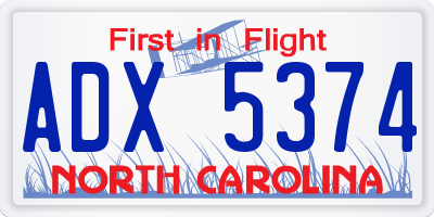 NC license plate ADX5374