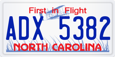 NC license plate ADX5382