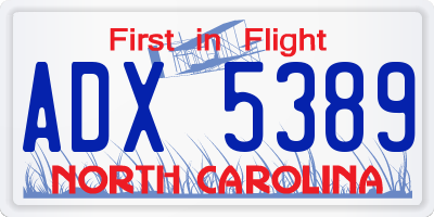 NC license plate ADX5389