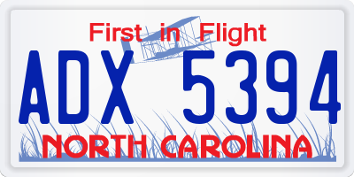 NC license plate ADX5394
