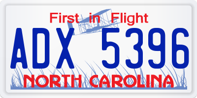 NC license plate ADX5396