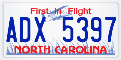 NC license plate ADX5397