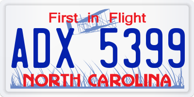 NC license plate ADX5399