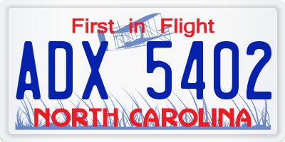 NC license plate ADX5402