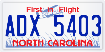 NC license plate ADX5403