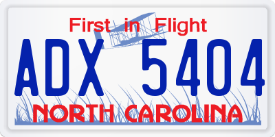 NC license plate ADX5404