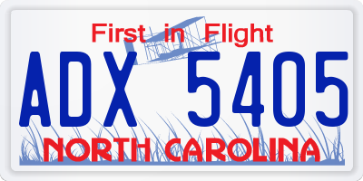 NC license plate ADX5405