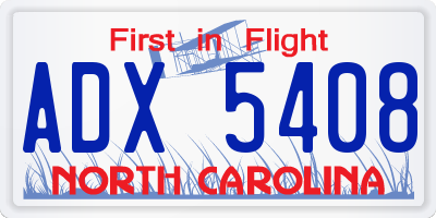 NC license plate ADX5408