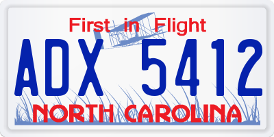 NC license plate ADX5412