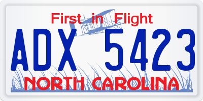 NC license plate ADX5423