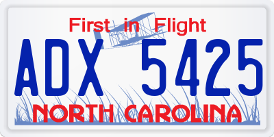 NC license plate ADX5425