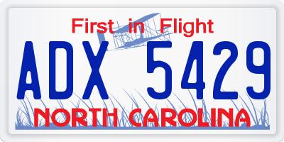 NC license plate ADX5429