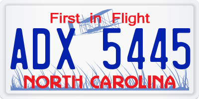 NC license plate ADX5445