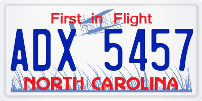 NC license plate ADX5457