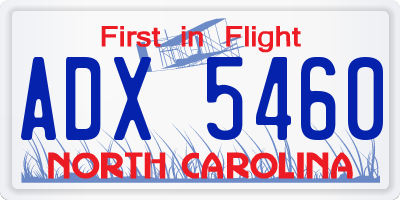 NC license plate ADX5460