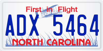 NC license plate ADX5464
