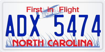 NC license plate ADX5474