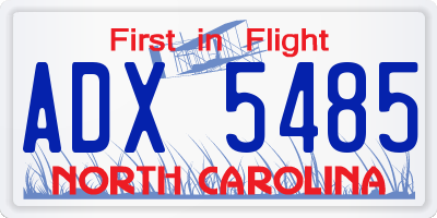 NC license plate ADX5485