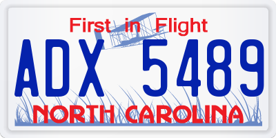 NC license plate ADX5489