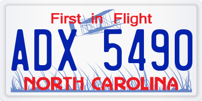 NC license plate ADX5490